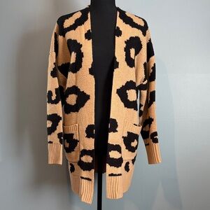 Leopard Print Open Front Cardigan Sweater